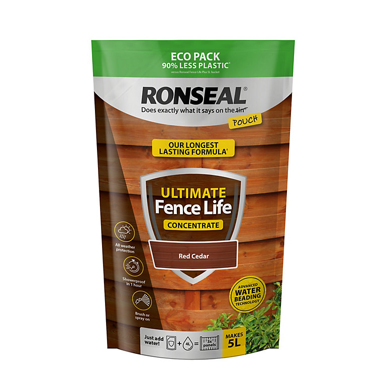 Image of Ronseal Ultimate Fence Life Concentrate Red cedar Matt Exterior Wood paint, 950ml