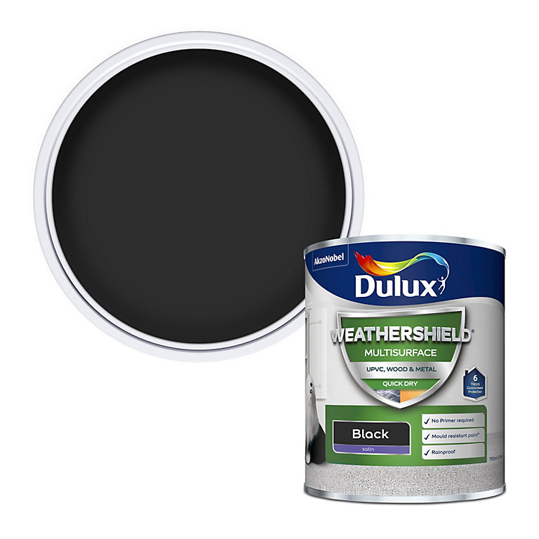 Dulux Weathershield Black Satinwood Multi-surface paint, 750ml Price Comparisons | Compare The Build