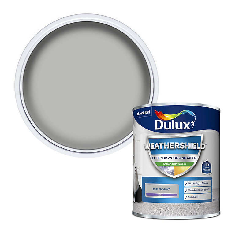 Product image for Dulux Weathershield Chic Shadow Satinwood Emulsion paint, 750ml