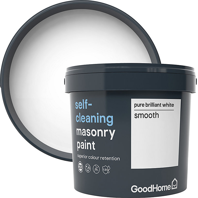 Product image for GoodHome Self-cleaning Pure brilliant white Smooth Matt Masonry paint, 5L