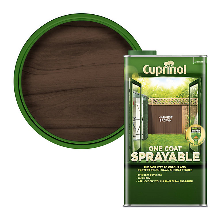 Product image for Cuprinol One coat sprayable Harvest brown Matt Exterior Wood paint, 5L