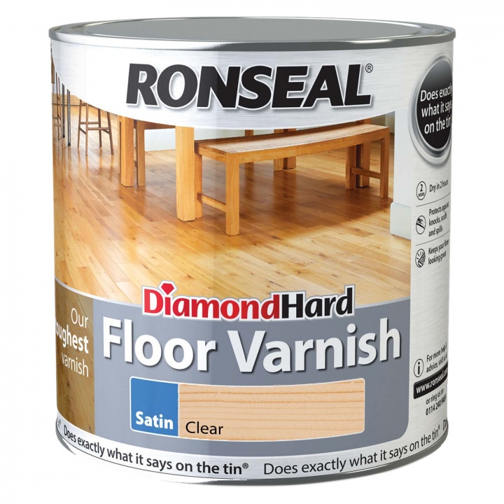 Product image for Ronseal Diamond Hard Floor Varnish Clear Satin Wood Floor Varnish, 5L
