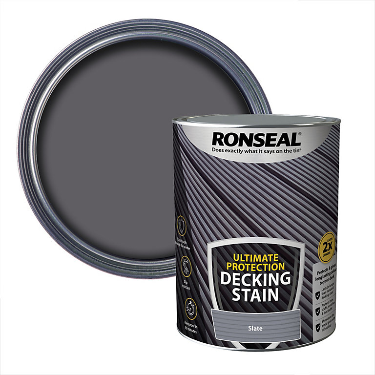 Product image for Ronseal Ultimate protection Slate Matt Decking Wood stain, 5L