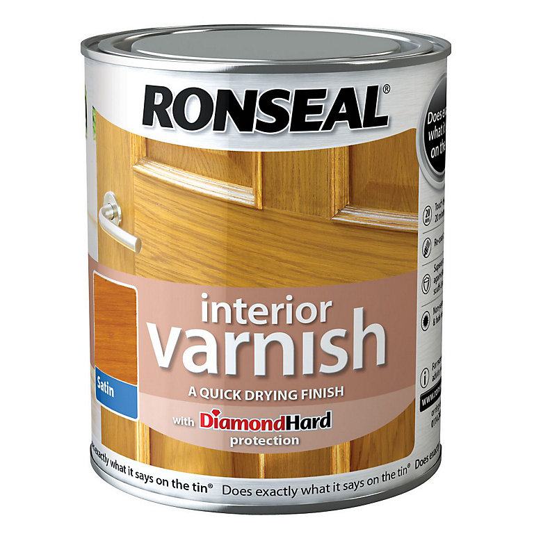 Image of Ronseal Diamond hard Antique pine Satin Wood varnish, 750ml