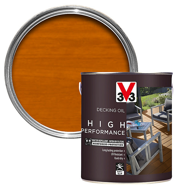 Product image for V33 High performance Light oak UV resistant Decking Wood oil, 5L