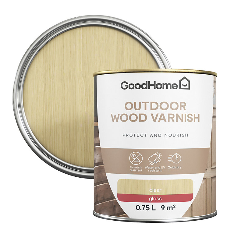 Image of GoodHome Outdoor Clear Gloss Wood Varnish, 750ml