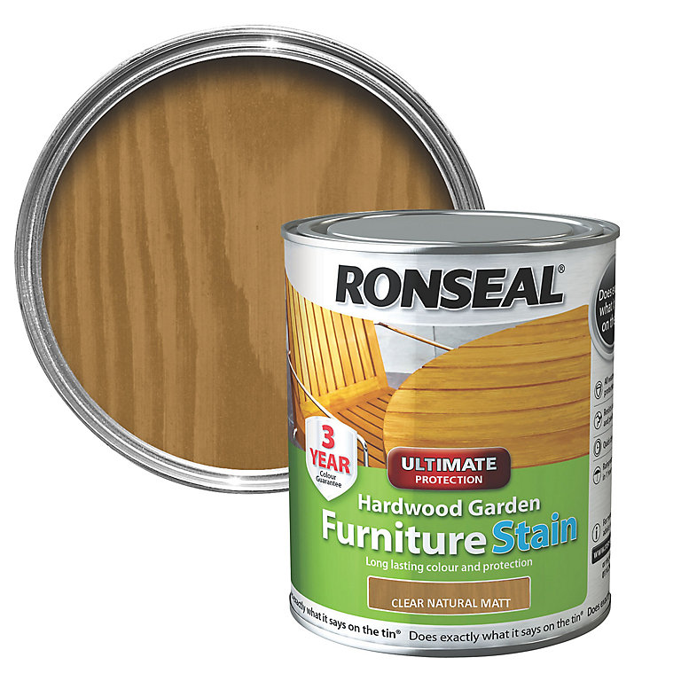 Image of Ronseal Hardwood Natural Matt Quick dry Furniture Wood stain, 750ml
