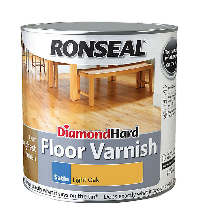 Product image for Ronseal Diamond Hard Floor Varnish Light oak Satin Wood Floor Varnish, 2.5L