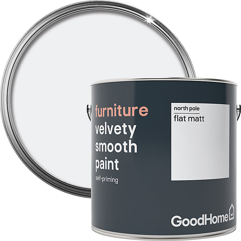 Image of GoodHome North pole (Brilliant white) Flat matt Furniture paint, 2L