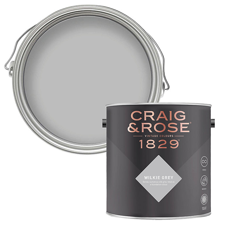 Product image for Craig & Rose 1829 Wilkie Grey Chalky Emulsion paint, 2.5L