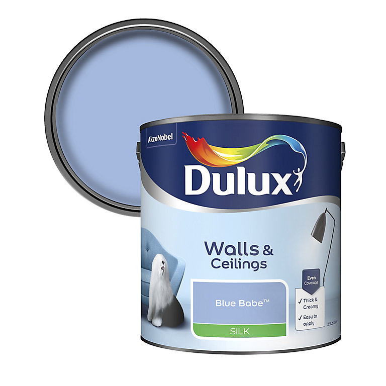 Image of Dulux Walls & ceilings Blue babe Silk Emulsion paint, 2.5L