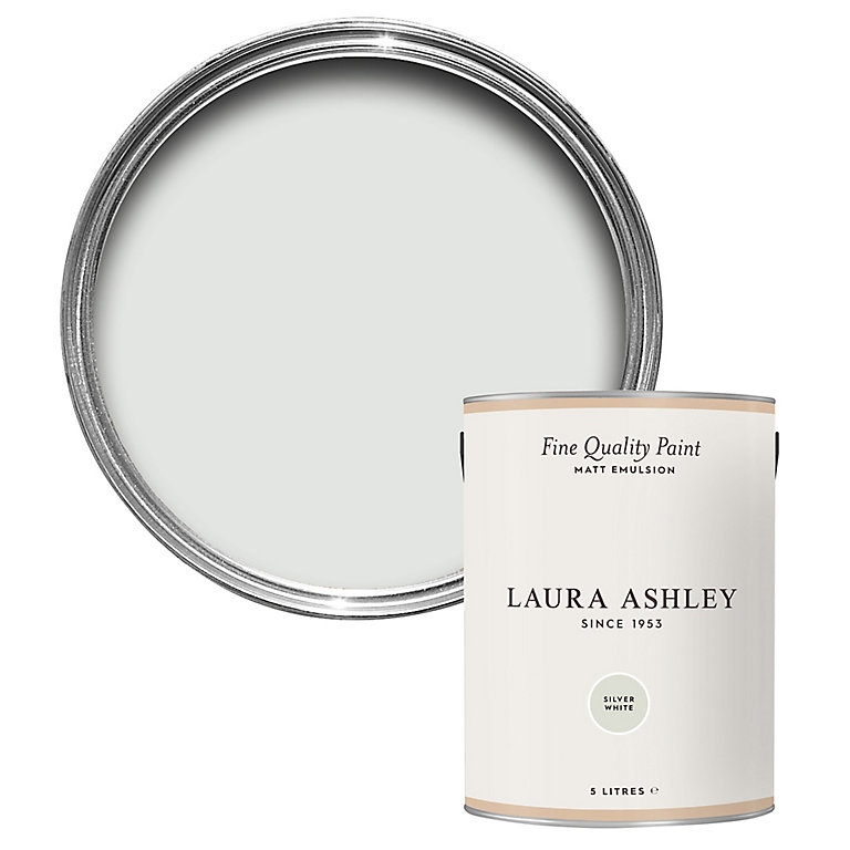 Image of Laura Ashley Silver White Matt Emulsion paint, 5L