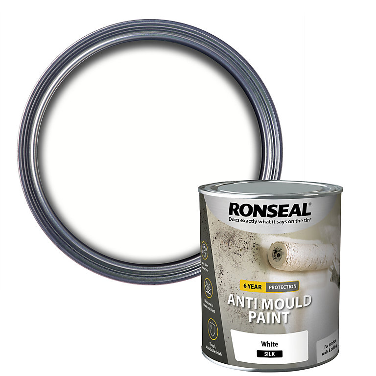 Image of Ronseal Problem wall White Silk Anti-mould paint, 0.75L