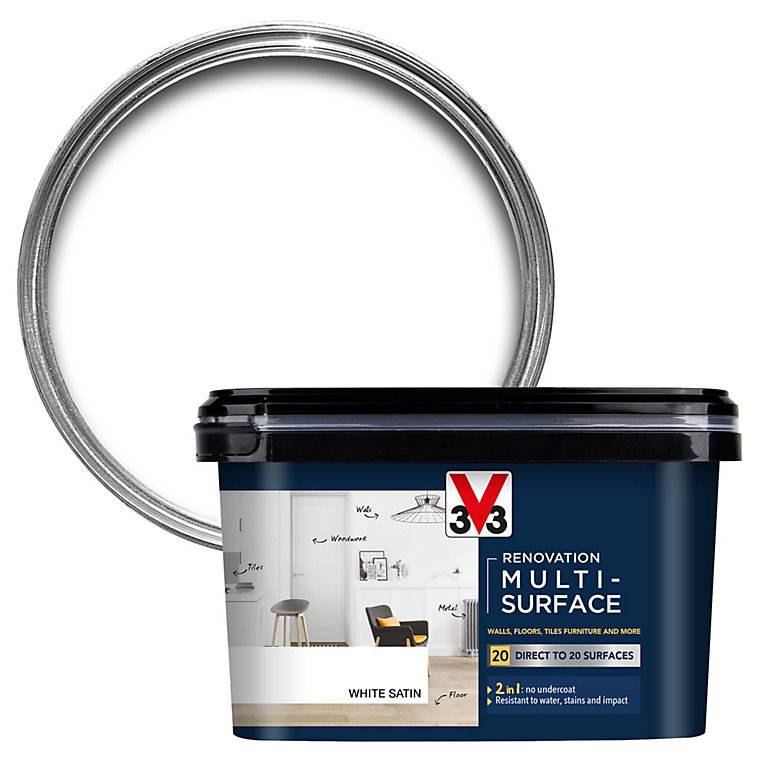 Image of V33 Renovation White Satinwood Multi-surface paint, 2L