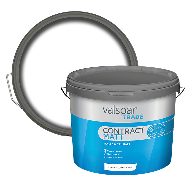 Product image for Valspar Trade Contract Pure Brilliant White Matt Emulsion paint, 10L