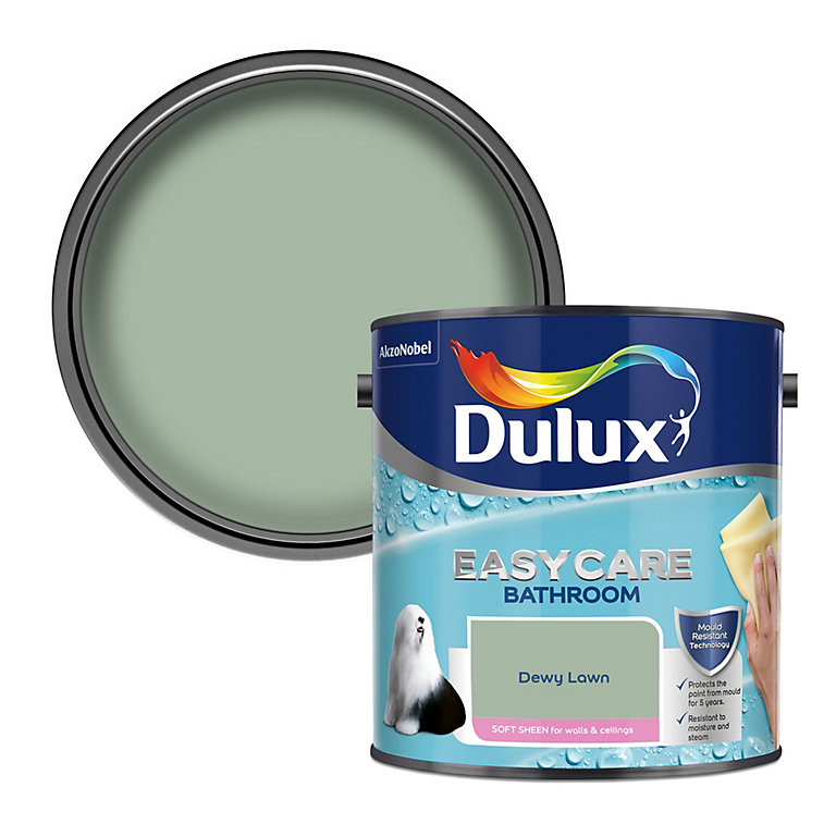 Product image for Dulux Easycare Bathroom Dewy Lawn Soft sheen Wall paint, 2.5L