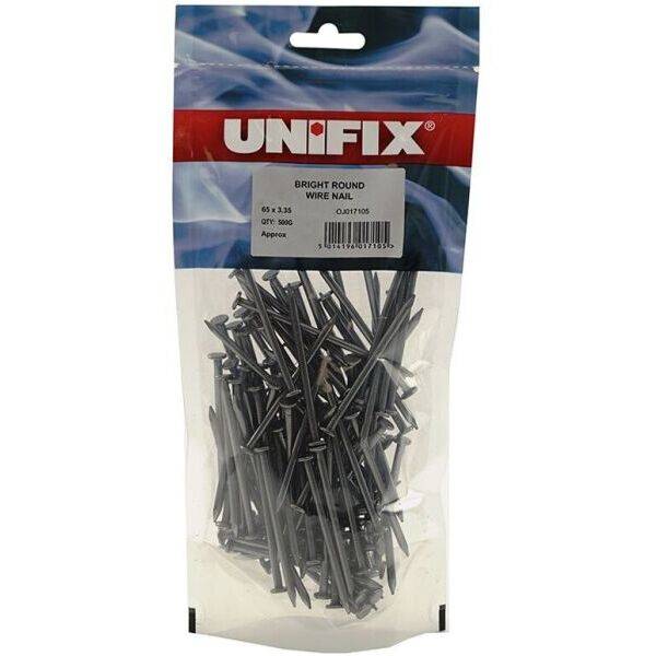 Product image for OJ Unifix 1kg Bright Rnd Wire Nail 75x3.75 Pouch