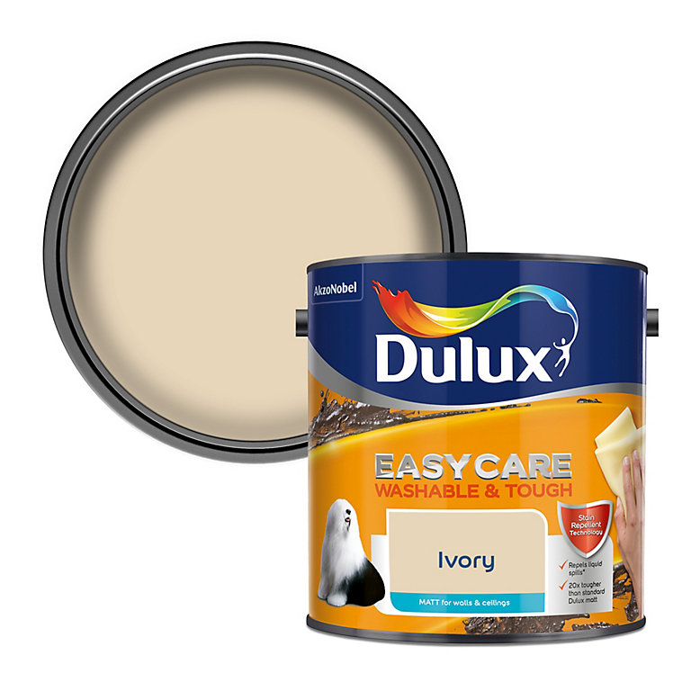 Image of Dulux Easycare Ivory Matt Emulsion paint, 2.5L