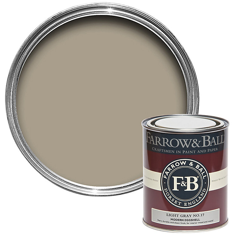 Product image for Farrow & Ball Modern Light Gray No.17 Eggshell Paint, 750ml