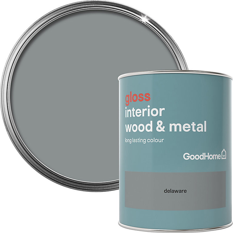 Image of GoodHome Delaware Gloss Metal & wood paint, 750ml