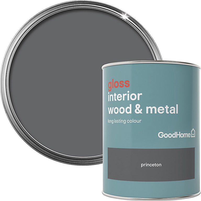 Image of GoodHome Princeton Gloss Metal & wood paint, 750ml