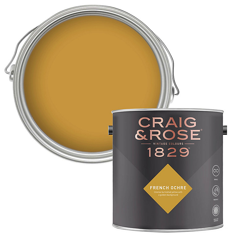 Product image for Craig & Rose 1829 French Ochre Chalky Emulsion paint, 2.5L