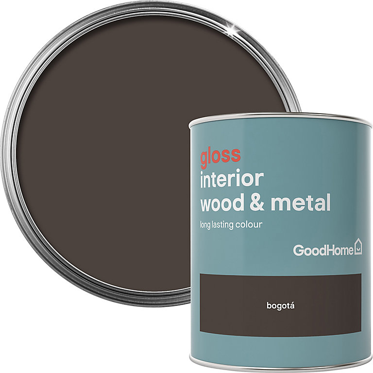 Image of GoodHome Bogotá Gloss Metal & wood paint, 750ml