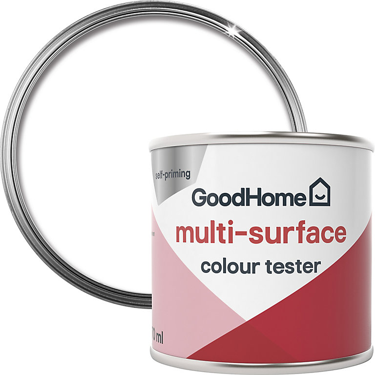 Image of GoodHome North pole (Brilliant white) Satin Multi-surface paint, 70ml Tester pot
