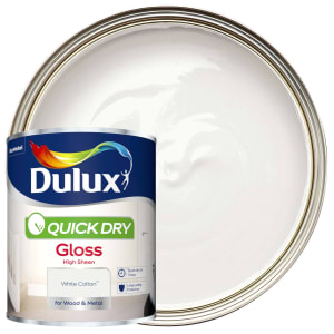 Product image for Dulux Quick dry White cotton Gloss Metal & wood paint, 750ml