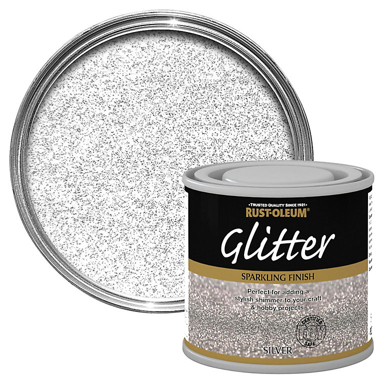 Image of Rust-Oleum Silver glitter effect Gloss Multi-surface Special effect paint, 125ml