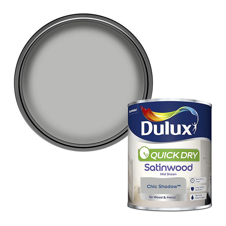 Product image for Dulux Quick dry Chic shadow Satinwood Metal & wood paint, 750ml
