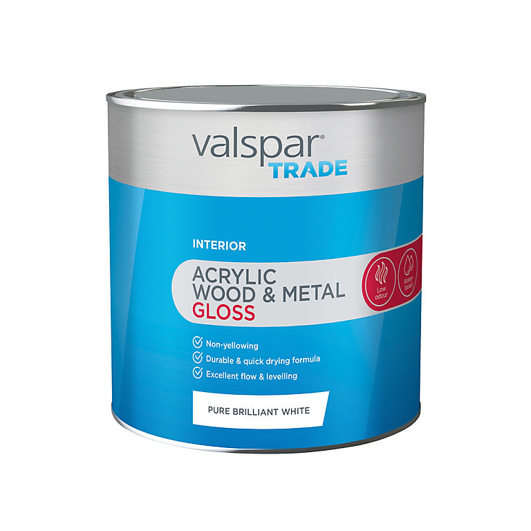 Product image for Valspar Trade Pure brilliant white Gloss Metal & wood paint, 2.5L