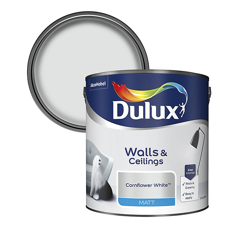 Image of Dulux Natural hints Cornflower white Matt Emulsion paint, 2.5L