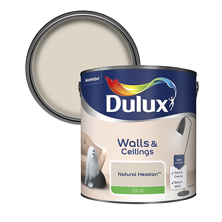 Product image for Dulux Walls & ceilings Natural hessian Silk Emulsion paint, 2.5L