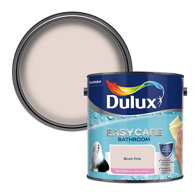 Image of Dulux Easycare Bathroom Blush pink Soft sheen Emulsion paint, 2.5L