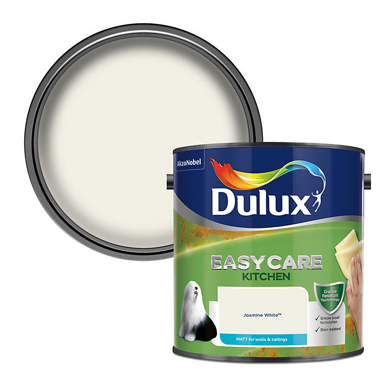 Product image for Dulux Easycare Kitchen Jasmine white Matt Emulsion paint, 2.5L