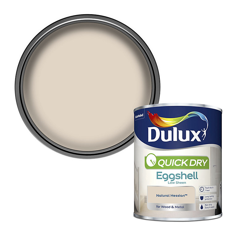 Product image for Dulux Quick dry Natural hessian Eggshell Metal & wood paint, 750ml
