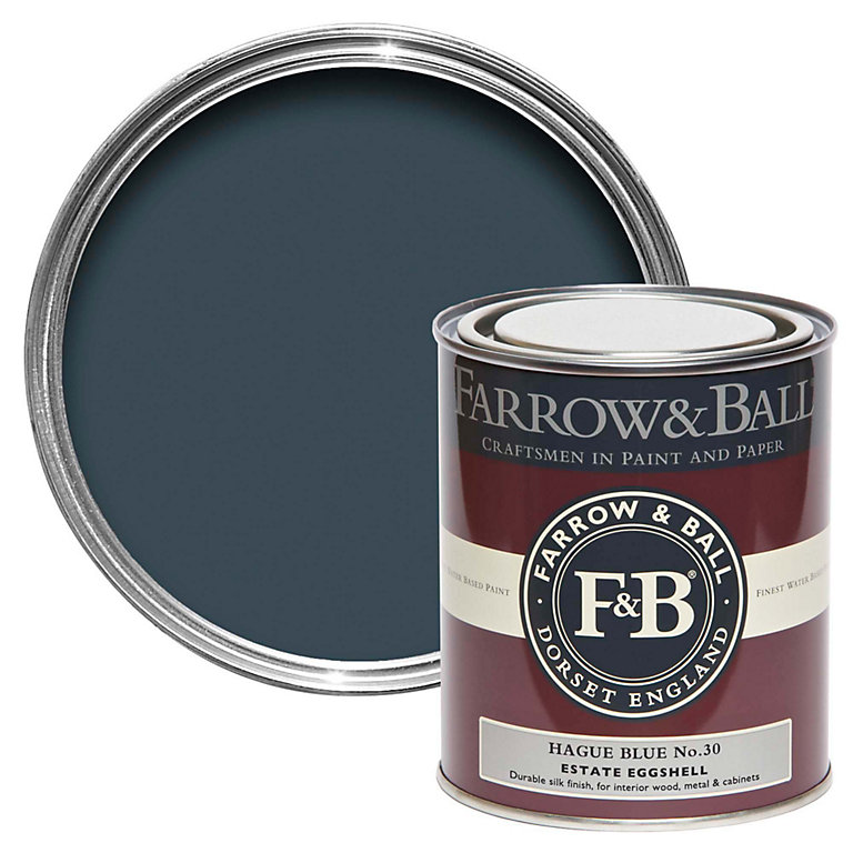 Image of Farrow & Ball Estate Hague Blue No.30 Eggshell Paint, 750ml