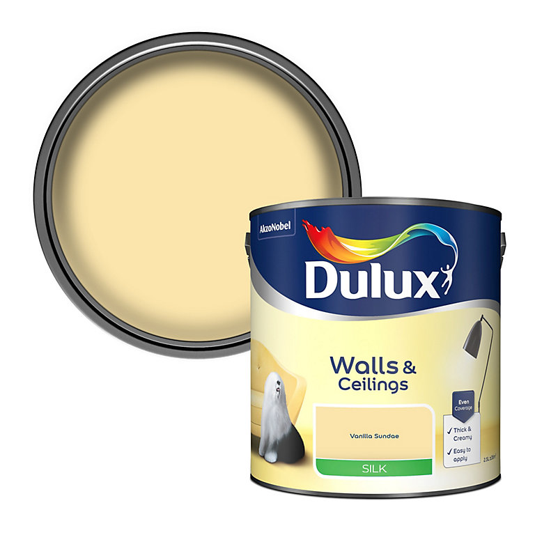 Product image for Dulux Walls & ceilings Vanilla sundae Silk Emulsion paint, 2.5L