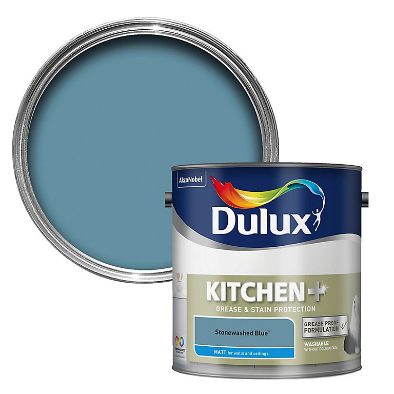 Image of Dulux Easycare Kitchen Stonewashed blue Matt Emulsion paint, 2.5L