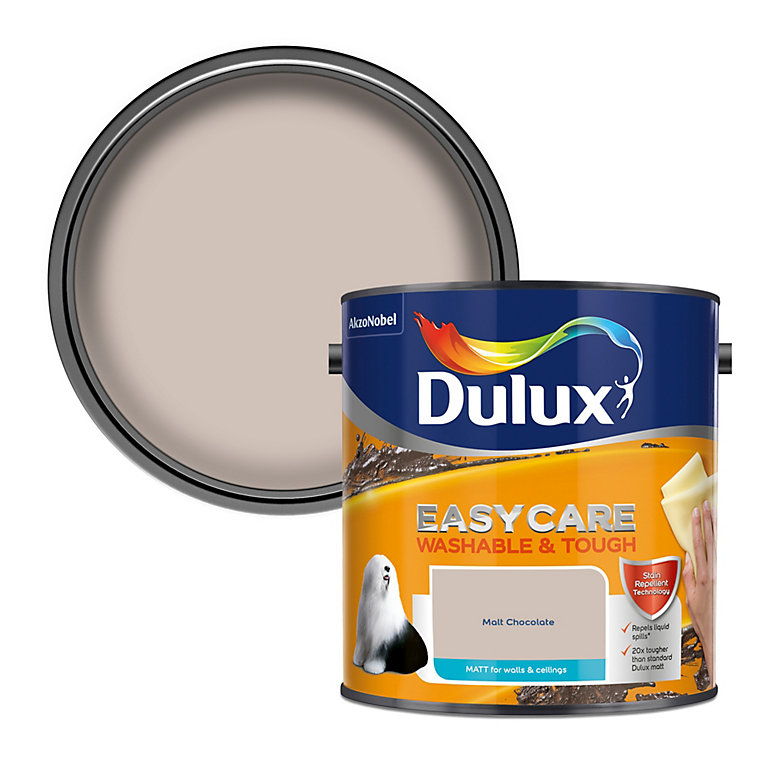 Product image for Dulux Easycare Malt chocolate Matt Emulsion paint, 2.5L
