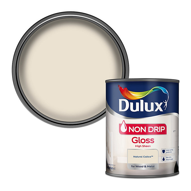 Image of Dulux Non drip Natural calico Gloss Metal & wood paint, 750ml