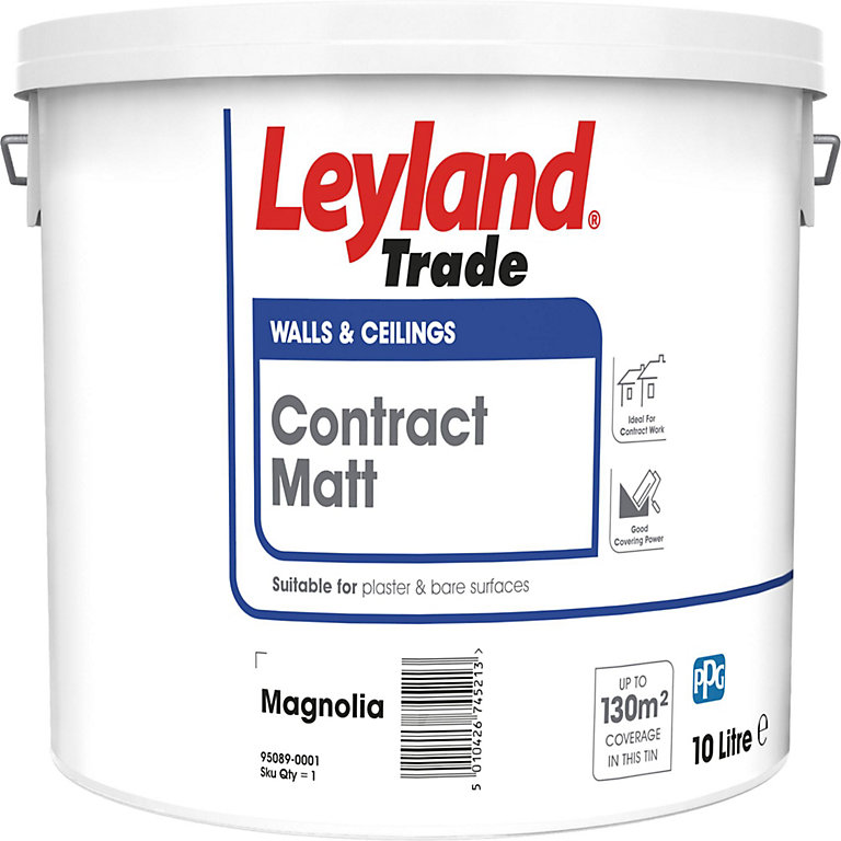 Image of Leyland Trade Contract Magnolia Matt Emulsion paint, 10L