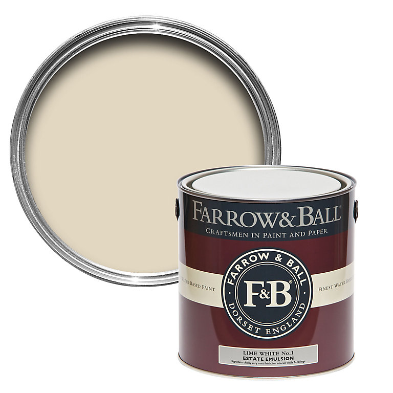 Product image for Farrow & Ball Estate Lime white No.1 Matt Emulsion paint, 2.5L