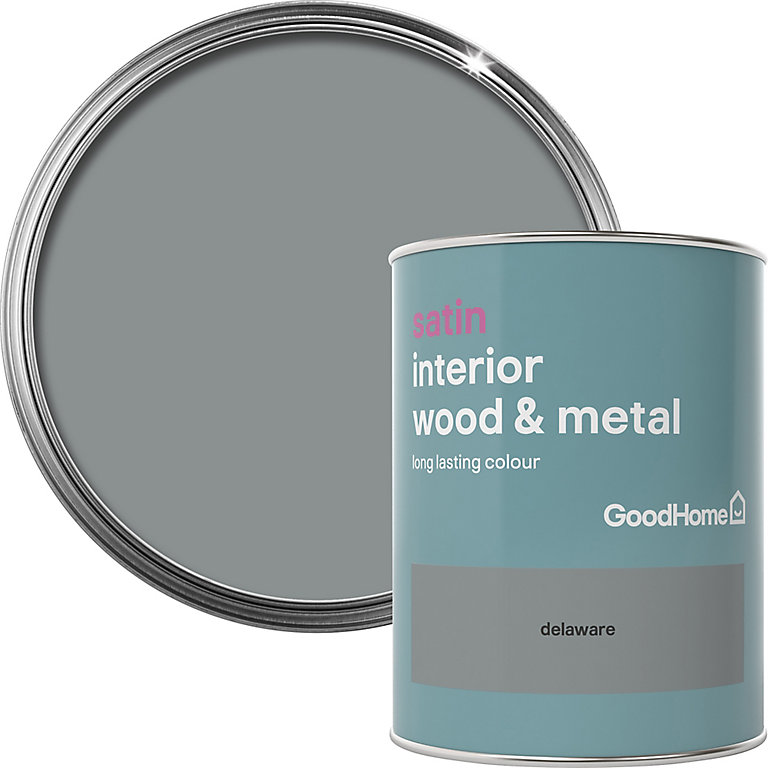 Product image for GoodHome Delaware Satin Metal & wood paint, 750ml