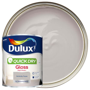 Product image for Dulux Quick dry Perfectly taupe Gloss Metal & wood paint, 750ml