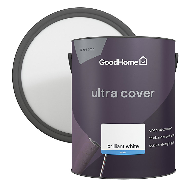 Product image for GoodHome Ultra Cover White Matt Emulsion paint, 5L