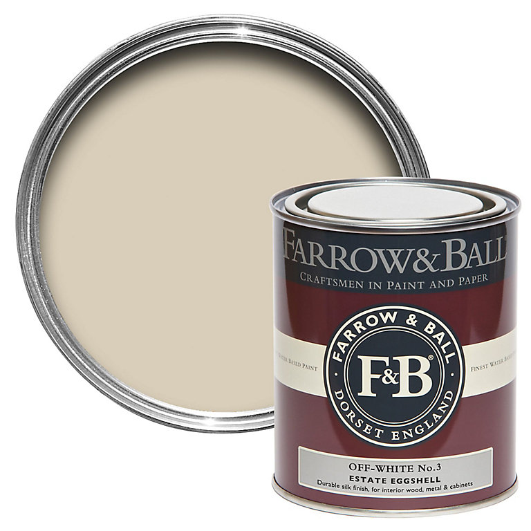 Product image for Farrow & Ball Estate Off white No.3 Eggshell Metal & wood paint, 750ml