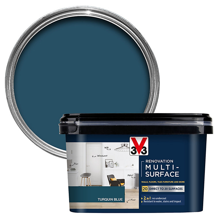 Product image for V33 Renovation Turquin Blue Satinwood Multi-surface paint, 2L