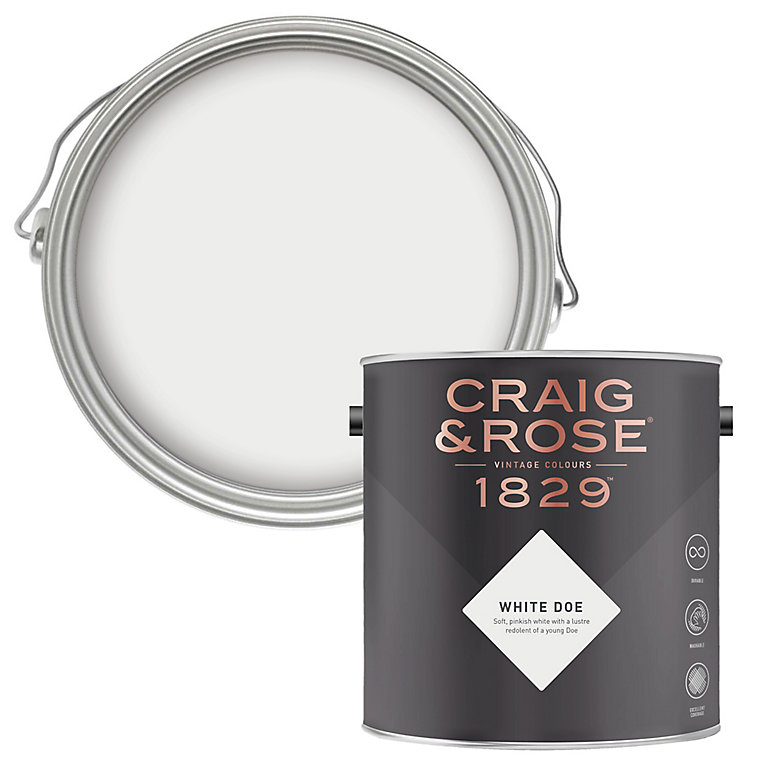 Product image for Craig & Rose 1829 White Doe Eggshell Wall paint, 750ml